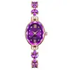 Comercio exterior nuevo trigo diamante reloj dama pétalos hojas mujer reloj cuarzo pulsera violeta mayoreo
