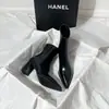 Botines de tacón alto para mujer Chuyuji Marrón, Nuevo estilo Otoño/Invierno, Forrados de felpa, Estilo francés, Cremallera trasera, Elástico, Punta fina, Tacón grueso