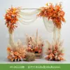 Paisaje de cañas ventana de otoño arreglo de flores artificiales decoración soporte de madera de cuerno de vaca boda escena de flores artificiales paisaje flor