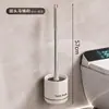 Escova de vaso sanitário sem cantos mortos, escova de aço inoxidável com cabo estendido, fácil de usar para limpar o vaso sanitário, vem com uma base