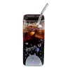 Taza Cuadrada de Vidrio Cuadrada Resistente al Calor de Alto Borosilicato con Boca Cuadrada Taza para Té de Leche con Popote Fruta Ins Viento Té de Limón Taza de Agua para el Hogar