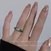 Nuevo Anillo Dorado Retro Francés con Lazo Nicho Simple Hecho a Mano Dibujado con Hilo Encaje Plisado Anillo para Dedo con Diamante Amarillo