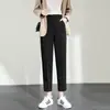Pantalones de traje rectos holgados para mujer de otoño, nuevo estilo primavera 2026, de cintura alta, adelgazantes, tobilleros, casuales tipo cigarrillo para petite, para otoño