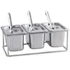 1/9 Estante para Recipientes de Porción de Acero Inoxidable Tienda de Té con Leche Caja de Mermelada Caja de Polvo de Fruta Rejillas Divididas para Condimentos Recipiente con Tapa Caja Cuadrada