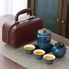 Viagem Japonesa Portátil Copo Rápido Um Pote Três Copos Conjunto de Chá Kung Fu Bule Pequeno Conjunto Simples Para Levar