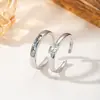 Anillos Abiertos de Pareja Minimalistas y Elegantes de Moda Estilo Coreano, Joyería Popular de Cobre y Circonita al por Mayor, Personalizables