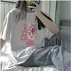 Camiseta Branca Feminina, Manga Curta, Novo Estilo Verão 2025, Fina, Estilo Japonês, Corte Solto, Top com Estampa de Nicho de Designer