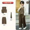 Chal Nuevo Estilo Chino para Niños Conjunto de Primavera, Nuevo Conjunto Hanfu Bordado Estilo Nacional, Traje de Presentación para Anfitrión de Piano Infantil, Ropa Formal para Padrino de Boda Infantil