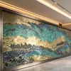 Tela de vidro esmaltado pintada à mão para divisória de cabine de KTV, tela decorativa de paisagem grande para hotel, tela de vidro
