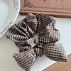 2025 Nuevo Estilo Preppy Cuerda para el Cabello de Cuadros Retro con Borde Plisado para Cola de Caballo Baja Bandas Elásticas Accesorios para el Cabello para Mujeres