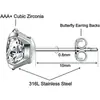 Moda Transfronteriza Pendientes de Zirconia para Mujer Cuatro Garras Acero Inoxidable Galvanizado Pendientes de Cuentas DIY Pendientes Sencillos de Nicho Venta al por Mayor