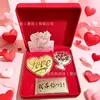 Adorno de Caja de Regalo Rosa Eterna con Lámina Dorada y Rosas Doradas de Colores bajo Cubierta de Vidrio, Regalo del Día de San Valentín