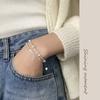 Pulsera Nalan S925 de plata esterlina con dos cuentas Shijia de plata rotas, joyería sencilla para uso diario S6274