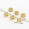 Contas Espaçadoras Grandes com Furo, Banhadas a Ouro 18K com Zircônias, Renda Banhada a Ouro, Coroa de Flores Dupla Face, Acessórios de Contas para DIY C45