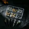 Nuevos accesorios de arte de uñas de araña oscura de Halloween transfronterizos, uñas decorativas de corona de calavera punk de metal con pedrería