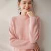 Novo Suéter de Cashmere Jacquard com Gola Redonda Outono/Inverno 2025 Feminino Estilo Preguiçoso Fio Duplo Espessado Manga Longa Tricô Camada Base