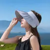 Novo Chapéu de Sol Estilo Coreano de Verão, Chapéu de Concha, Chapéu Protetor Solar de Borracha Preta, Chapéu de Sol para Mulheres, Boné de Visor Casual da Moda com Aba Larga