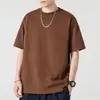 Camisa Básica Pesada Solta de Algodão Puro Camiseta Casual Básica de Manga Curta Algodão Puro Vintage Puro 1688 Personalização
