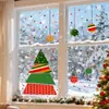 BRUP Calcomanías Estáticas Navideñas de Dibujos Animados Simples Bloques de Color Árbol de Navidad Copo de Nieve Decoración de Ventana Calcomanías para Escaparates BR2464Q