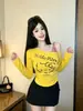 Verão Novo Doce Picante Slim Fit Estampa de Desenho Gatinho Gato Patchwork Xadrez Ombro Único Colete para Mulheres com Bojos Camiseta