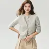 Conjunto de cárdigan de punto Campari para mujer, con suéter de cuello redondo y chaleco, hecho de 25% seda de morera y 75% cachemira