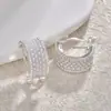 Brincos de Clipe Exquisitos em Formato de C Largo com Microincrustação de Zircônia e Pérolas, Brincos da Moda e Tendência com Design de Nicho