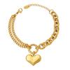 Diseño de estilo europeo y americano joyería de mano cadena cubana cadena de eslabones pulsera de amor acero de titanio chapado en oro de 18K no se desvanece
