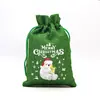 Bolsa de Regalo Navideña Verde al por Mayor Transfronteriza Bolsa con Cordón de Papá Noel Bolsa de Dulces de Nochebuena Bolsa para Manzanas Bolsa de Lino