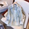 [Entrega en 48 horas] traje de verano para mujer talla grande 2023 hermana gordita nueva moda camisa de gasa teñida con tinte tie-dye