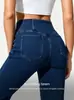 Venta Directa desde la Fábrica de Origen a Europa y América, Pantalones Acampanados de Mezclilla Elástica de Tiro Alto, Control de Abdomen, Corte Ajustado, Realzan la Altura, Dropshipping Transfronterizo de Amazon