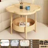 Mesa de centro moderna minimalista de trébol de cuatro hojas mesa de noche de lujo ligero para dormitorio mesa redonda pequeña para sala de estar mesa de noche con almacenamiento