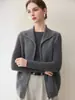 Nuevo Chaleco de Cachemir Otoño e Invierno para Mujer Cuello Semi-Alto Cremallera Doble Textura de Punto Sin Mangas Cárdigan Top Suéter