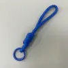 Cordão para Celular Colorido de 5mm, Estilo Curto, Tira de Pulso Grossa Trançada com Nós, Cordão com Chaveiro de Pelúcia, Alça Anti-Perda