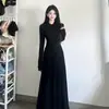 Nuevo Vestido Largo Delgado de Invierno 2025 para Mujer Adelgazante Cuello Plus Cintura Temperamento Vestido Largo para Mujer