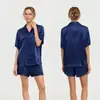 Conjunto de Pijama de Seda de Verano para Mujer Conjunto de Dos Piezas Ropa de Casa para Mujer Manga Corta Comercio Exterior