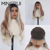 Peluca Cosplay Estilo Europeo y Americano para Mujer, Cabello Largo Rizado Teñido Dorado Marrón, Peluca de Cabeza Completa, Fibra Sintética de Alta Temperatura, Encaje 13X4 Tejido a Mano