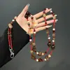 Cordón para Teléfono Maillard Retro Estampado de Leopardo Marrón Plata Corazón Cadena Colgante con Cuentas Correa de Muñeca Correa Cruzada Moda Alta