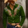 Camisa casual jeans de manga longa da moda, transfronteiriça, comércio exterior masculino, peça única, dropshipping