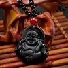 Estilo étnico imitação obsidiana Guangong Bodhisattva colar corajoso barraca de ponto turístico colar de obsidiana corrente de suéter pingente vidro