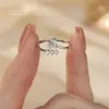 Anillo de plata s925 con forma de ginkgo Yun Xiaoshu para mujer, diseño de nicho, anillo abierto para el dedo índice, anillo de banda lisa de alta gama, venta al por mayor