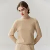 Zhenrong~Jersey de Punto Loro Piana 100% Cachemira para Mujer con Puños, Cuello Semi Alto, Versátil, Holgado, Capa Base
