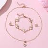 Juego de joyería infantil japonesa y coreana transfronteriza, collar de circonita de flor, pulsera, aretes de trébol de cuatro hojas para niñas, juego de joyería de moda