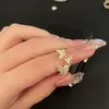Anillo Abierto de Mariposa con Circonita Estilo Coreano ins para Mujer Ajustable Personalidad Sentido Simple Celebridad de Internet TikTok Anillo para Transmisión en Vivo