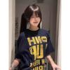 Top de Camiseta de Media Manga Estampada Estilo Dulce Camisa Pequeña Algodón Puro Camiseta de Manga Corta para Mujer Parejas Camisa de Estilo Deportivo de Gama Alta