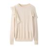 Lana Fina 2026 Otoño e Invierno Nuevo Estilo para Mujer Cuello Redondo Delgado con Adorno de Encaje Elegante Versátil Top Suéter Corto de Punto