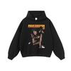 Moletom com capuz masculino e feminino, estampado com spray direto de algodão pesado, lavado, estilo hip-hop americano, da moda, da marca, antigo