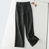 Calça Casual de Verão 2026 Estilo Coreano de Algodão e Linho, Perna Reta, Caimento Solto e Fluido, Cintura Alta Emagrecedora, Tamanho Plus Size, Perna Larga