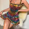 AYJ Novo Modelo Transfronteiriço Amazon Espelho Acrílico Colorido Artesanal Vestido Sexy Sem Costas Y214