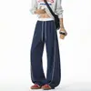 Coleção Outono 2026: Calça Color Block Cortada em Curva com Padrão de Escamas de Dragão Sem Sombra na Parede, Calça Wide Leg de Cintura Alta Tendência com Cordão, Calça de Moletom Esportiva
