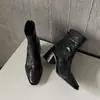 Edición Piel de Oveja~2026 Otoño/Invierno Nuevo Llegada Botines Cortos con Cremallera Trasera Estilizadores Moda Tacón Grueso Versátiles Botines de Moda para Mujer